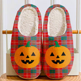 Clan Chisholm Ancient Tartan Halloween Pumpkin Slippers, Fluffy Spooky Slippers AC58 Chisholm Ancient Tartan Tartan Halloween